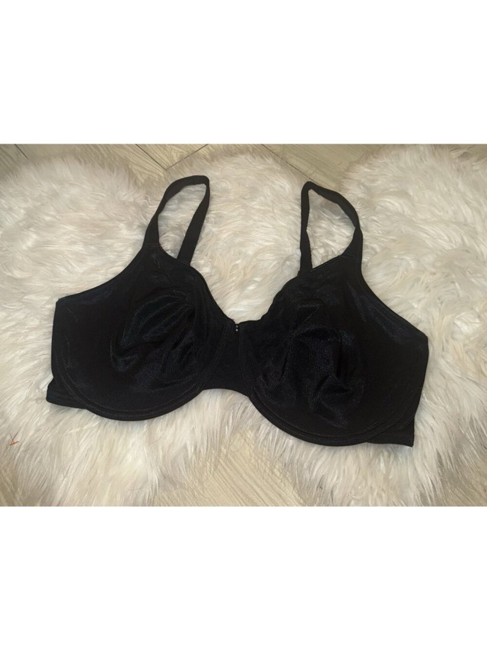 Curvation 5304546 Side Smoother Bra Shiny Unlined Underwire Womens 42DDD Black